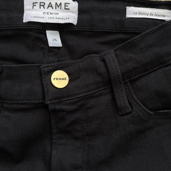 Frame Denim Le Skinny de Jeanne Distressed Ripped Black Jeans Film Noir Size 26 - Picture 5 of 14